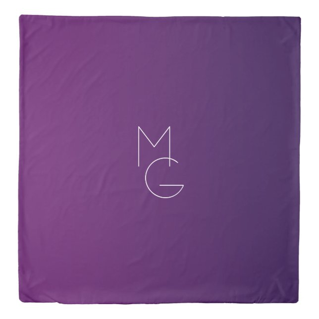 Modern 2 Initials | Deep Purple Subtle Ombre Duvet Cover (Front)