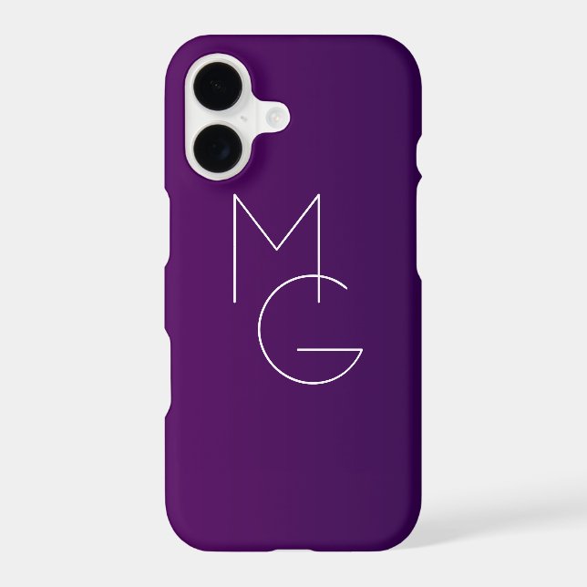 Modern 2 Initials | Deep Purple Subtle Ombre Iphone Case (Back)