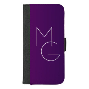 Modern 2 Initials Deep Purple Subtle Ombre iPhone 8/7 Plus Wallet Case