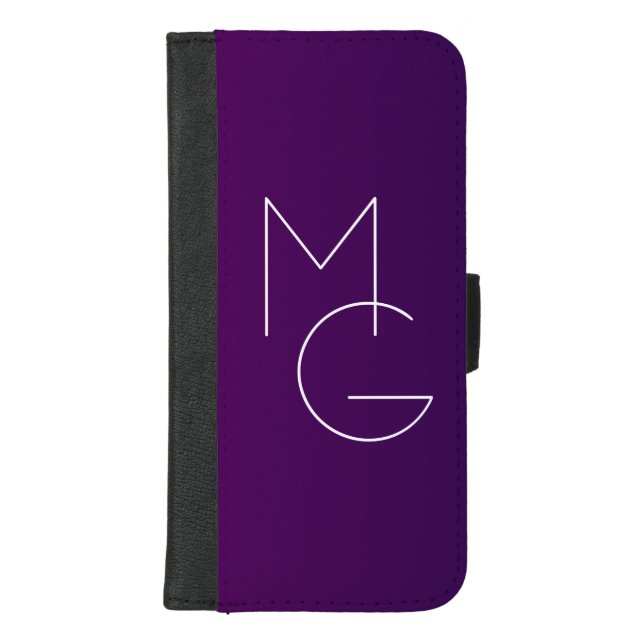 Modern 2 Initials | Deep Purple Subtle Ombre iPhone Wallet Case (Front)