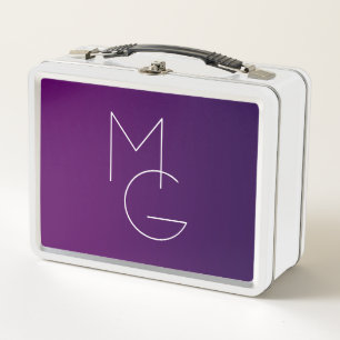 Modern 2 Initials   Deep Purple Subtle Ombre Metal Lunch Box