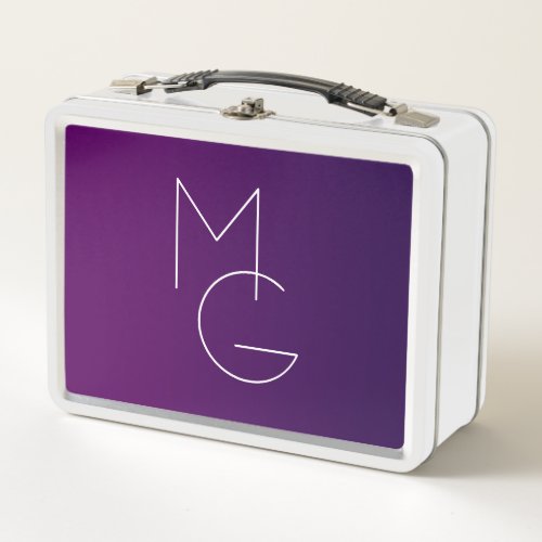Modern 2 Initials  Deep Purple Subtle Ombre Metal Lunch Box