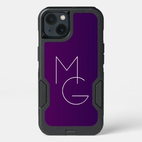 Modern 2 Initials  Deep Purple Subtle Ombre iPhone 13 Case