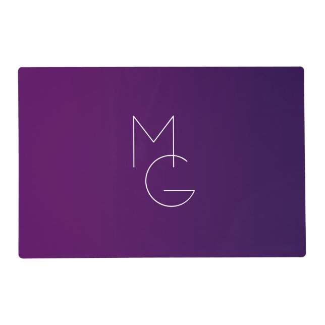 Modern 2 Initials | Deep Purple Subtle Ombre Placemat (Front)