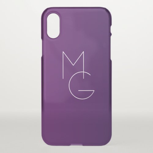 Modern 2 Initials  Deep Purple Subtle Ombre iPhone X Case