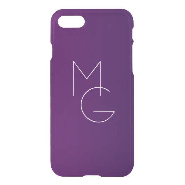Modern 2 Initials | Deep Purple Subtle Ombre Uncommon iPhone Case (Back)