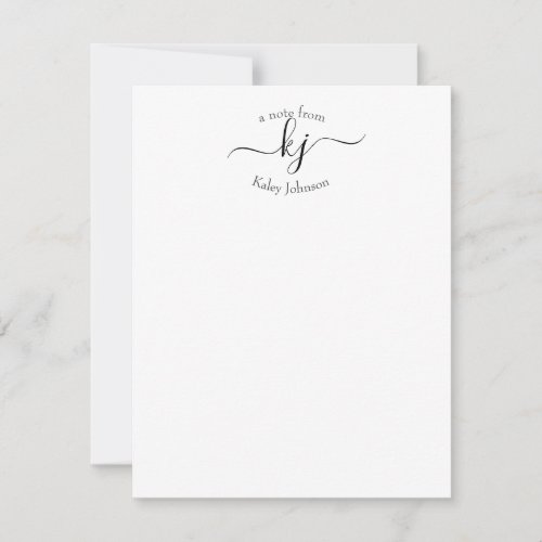 Modern 2 Monogram Initials Personalized Note Cards