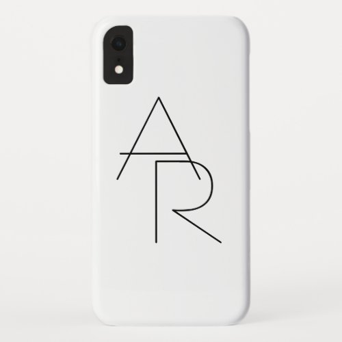 Modern 2 Overlapping Initials  Black on White iPhone XR Case
