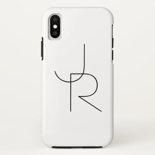 Modern 2 Overlapping Initials  Black on White iPhone X Case