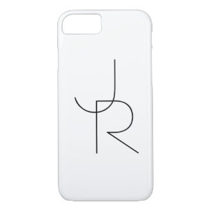 Modern 2 Overlapping Initials Black on White iPhone 8/7 Case