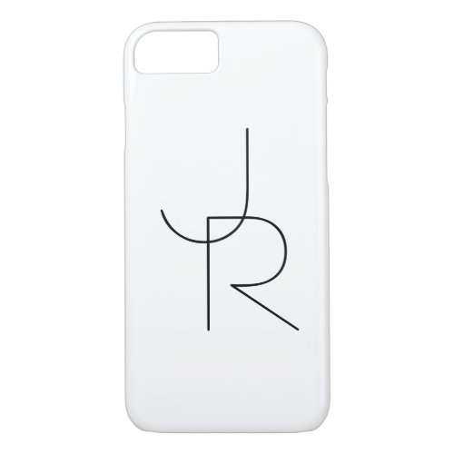 Modern 2 Overlapping Initials  Black on White iPhone 87 Case