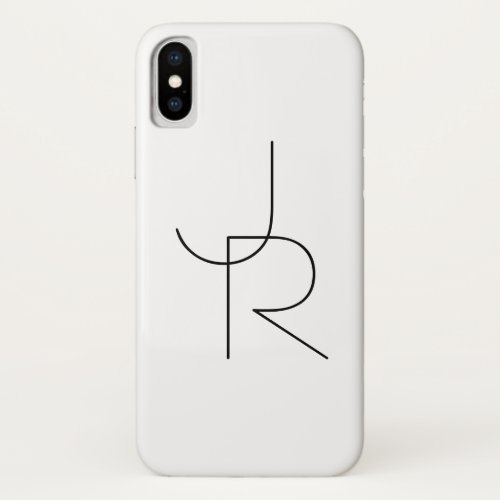 Modern 2 Overlapping Initials  Black on White iPhone X Case