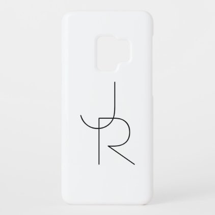 Modern 2 Overlapping Initials | Black on White Case-Mate Samsung Galaxy S9 Case