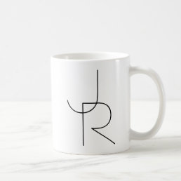 Modern 2 Overlapping Initials | Black on White Coffee Mug