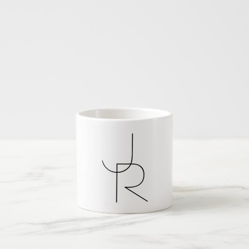Modern 2 Overlapping Initials  Black on White Espresso Cup