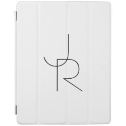 Modern 2 Overlapping Initials | Black on White iPad Smart Cover