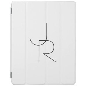 Modern 2 Overlapping Initials | Black on White iPad Smart Cover