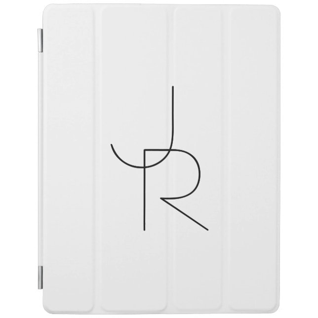 Modern 2 Overlapping Initials | Black on White iPad Smart Cover (Front)