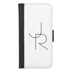 Modern 2 Overlapping Initials   Black on White iPhone 8/7 Wallet Case