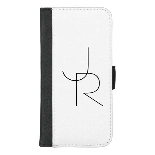 Modern 2 Overlapping Initials  Black on White iPhone 87 Plus Wallet Case