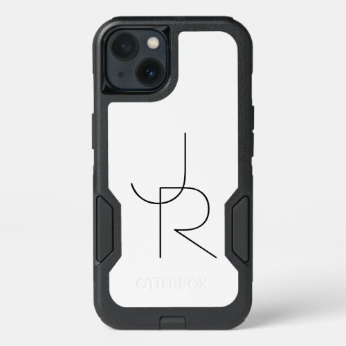 Modern 2 Overlapping Initials  Black on White iPhone 13 Case