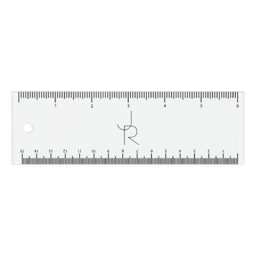 Modern 2 Overlapping Initials  Black on White Ruler