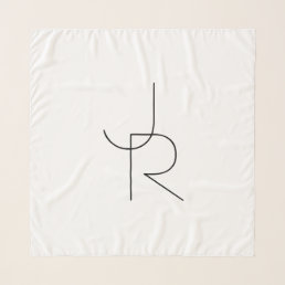 Modern 2 Overlapping Initials | Black on White Scarf