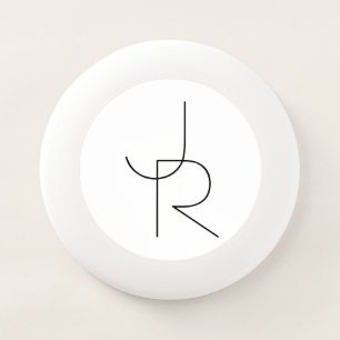 Modern 2 Overlapping Initials   Black on White Wham-O Frisbee