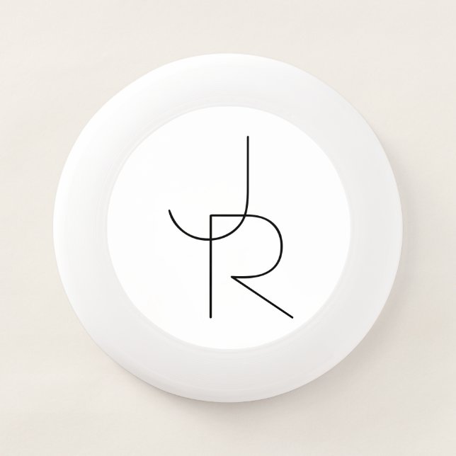 Modern 2 Overlapping Initials | Black on White Wham-O Frisbee (Front)