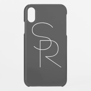 Modern 2 Overlapping Initials   Black iPhone XR Case