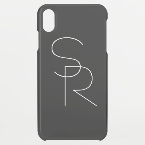 Modern 2 Overlapping Initials  Black iPhone XS Max Case