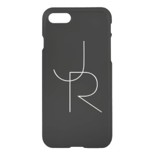 Modern 2 Overlapping Initials   Black iPhone SE/8/7 Case