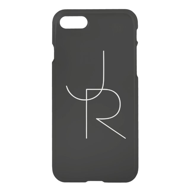 Modern 2 Overlapping Initials | Black Uncommon iPhone Case (Back)