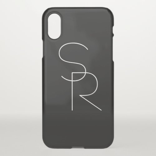Modern 2 Overlapping Initials  Black iPhone XS Case
