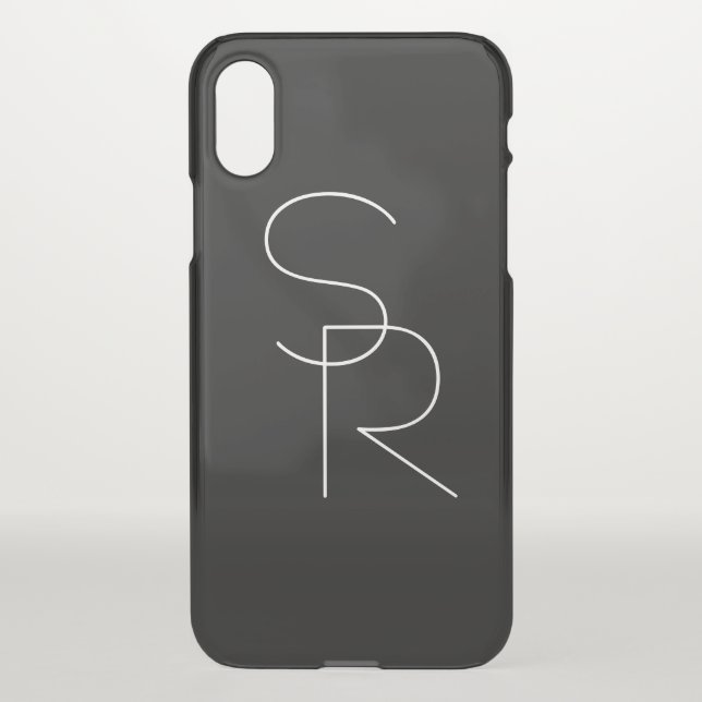Modern 2 Overlapping Initials | Black Uncommon iPhone Case (Back)