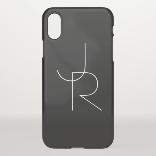 Modern 2 Overlapping Initials  Black iPhone X Case