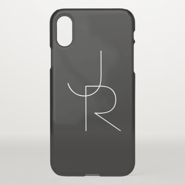 Modern 2 Overlapping Initials | Black Uncommon iPhone Case (Back)