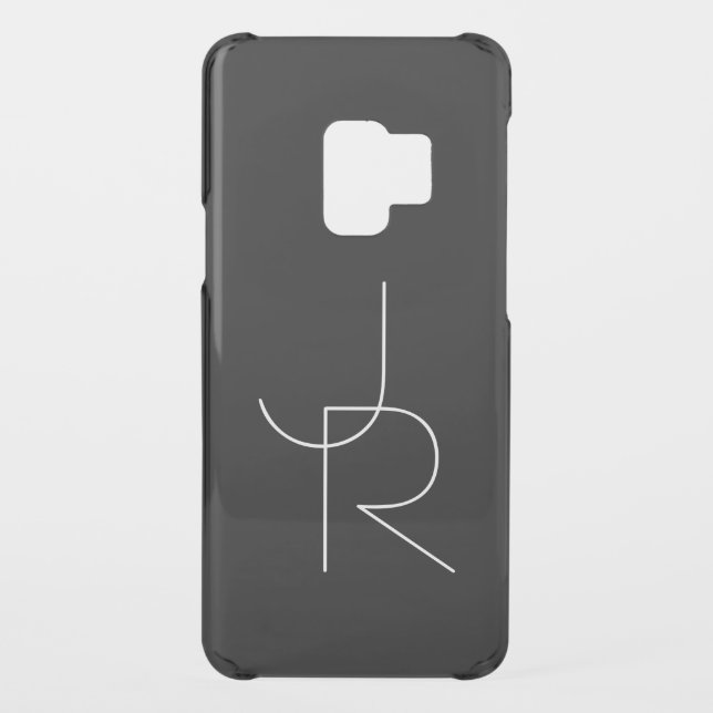 Modern 2 Overlapping Initials | Black Uncommon Samsung Galaxy Case (Back)