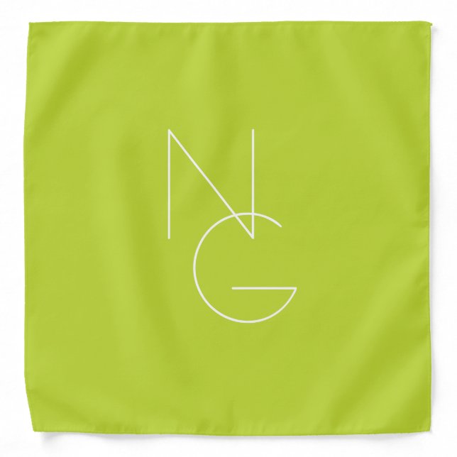 Modern 2 Overlapping Initials | Lime Green Bandana (Front)