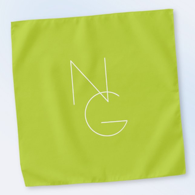 Modern 2 Overlapping Initials | Lime Green Bandana (Creator Uploaded)