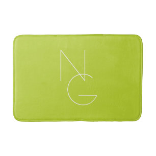 Modern 2 Overlapping Initials Lime Green Bath Mat