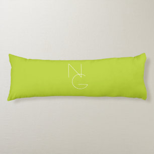 Modern 2 Overlapping Initials Lime Green Body Pillow