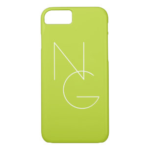 Modern 2 Overlapping Initials Lime Green iPhone 8/7 Case