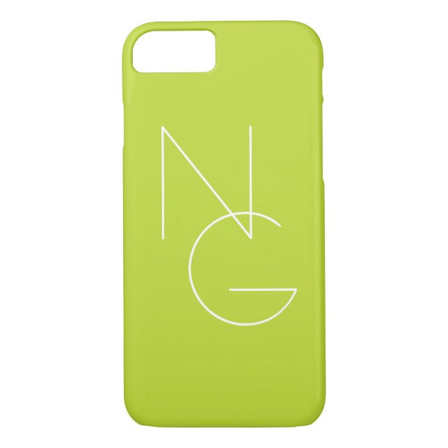 Modern 2 Overlapping Initials | Lime Green Case-Mate iPhone Case (Back)