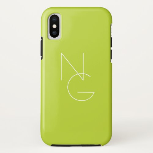 Modern 2 Overlapping Initials  Lime Green iPhone X Case