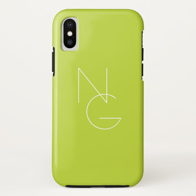 Modern 2 Overlapping Initials | Lime Green Case-Mate iPhone Case (Back)