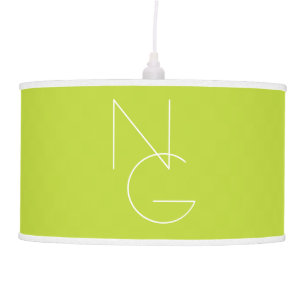 Modern 2 Overlapping Initials   Lime Green Ceiling Lamp