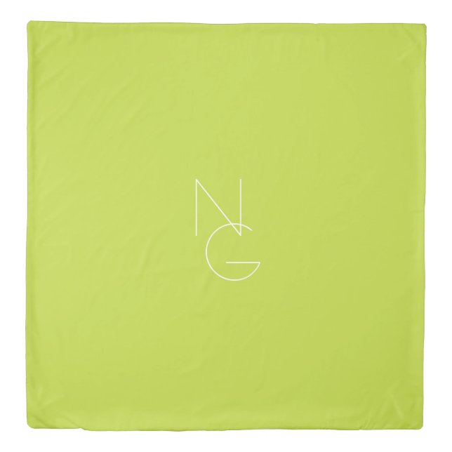 Modern 2 Overlapping Initials | Lime Green Duvet Cover (Front)