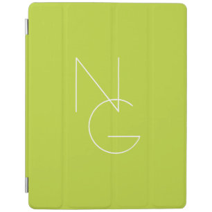Modern 2 Overlapping Initials Lime Green iPad Smart Cover