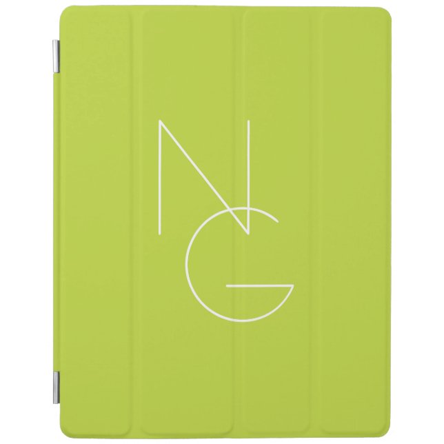 Modern 2 Overlapping Initials | Lime Green iPad Smart Cover (Front)